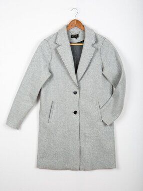 ONLY Light Grey Felted Single Breasted Classic Coat Jacket Small S